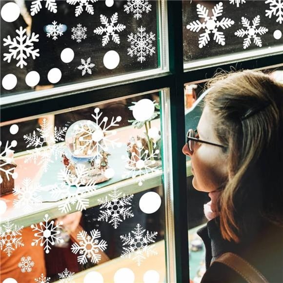 321pcs Christmas Window Cling, 9sheets Christmas Window Decals Snowflakes - Picture 4 of 6